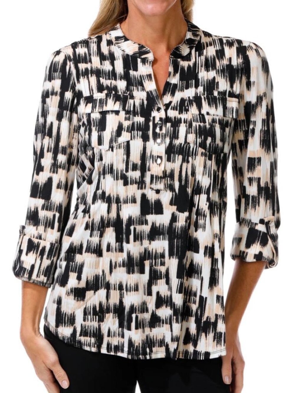 Cocomo Pleated Abstract Pullover Top L